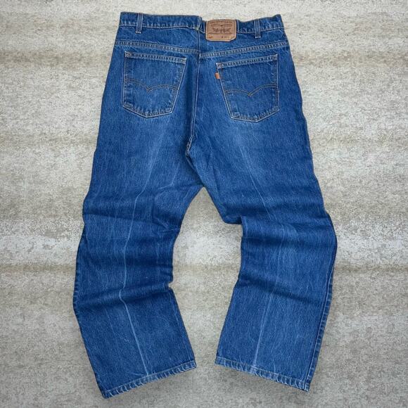Vintage Orange Tab Levis Jeans 517 Bootcut Flared Made in USA Dark Wash 90s - Picture 1 of 6